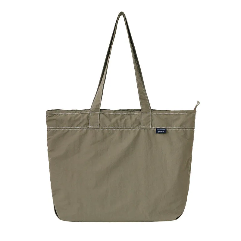 Womens Khaki Nylon Stachel Tote Bag Minimalist Nylon Tote Messenger Bags Handbag for Women