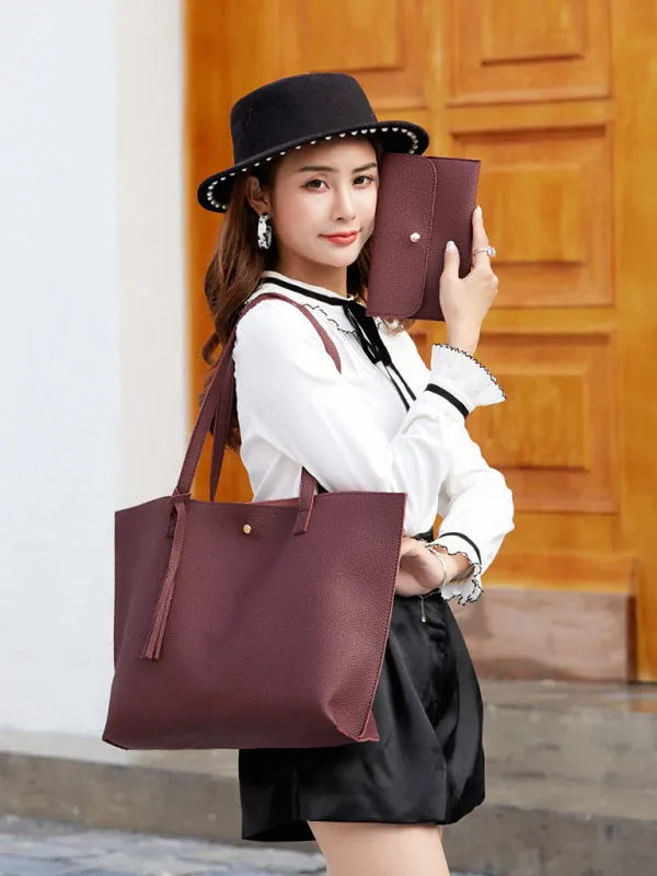 Women's Tassel Zip Large Shoulder Tote Bag